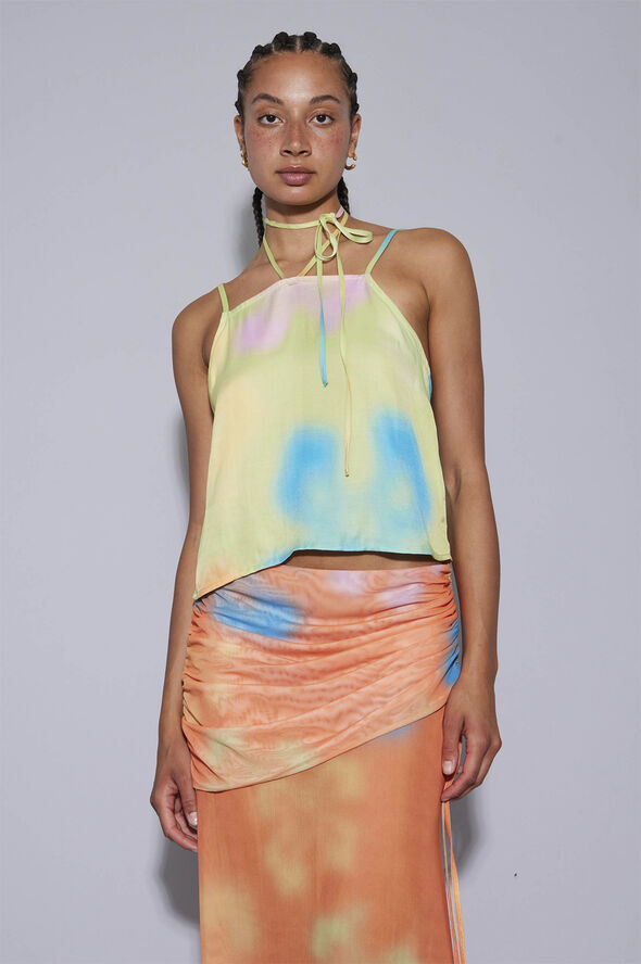 Oval Square Alexi Top Lime flower aop