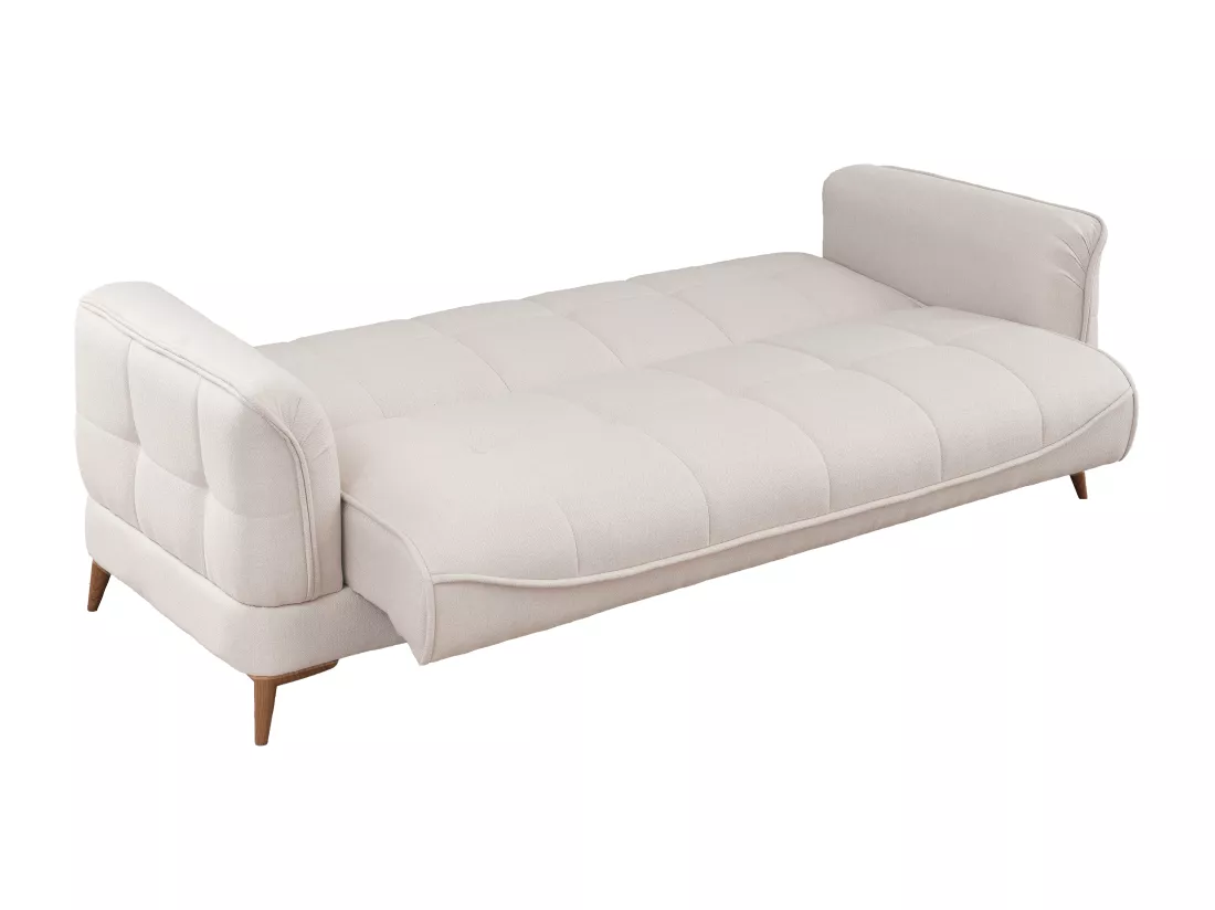 Canapé 3 places convertible clic-clac en tissu beige PODIDA
