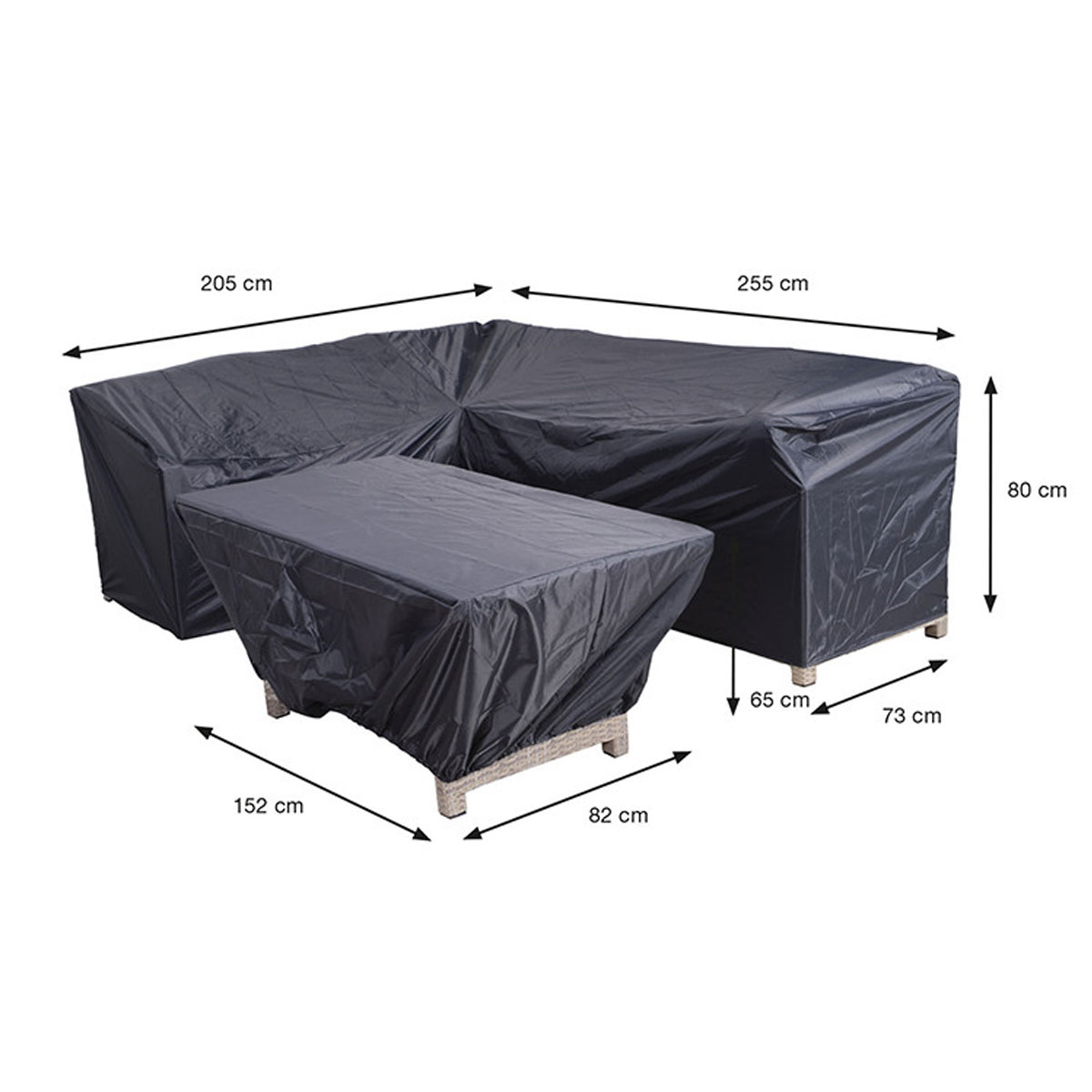 Garden Impressions 205/255 x 73 x 80 en 152 x 82 x 65 cm lounge dining hoes