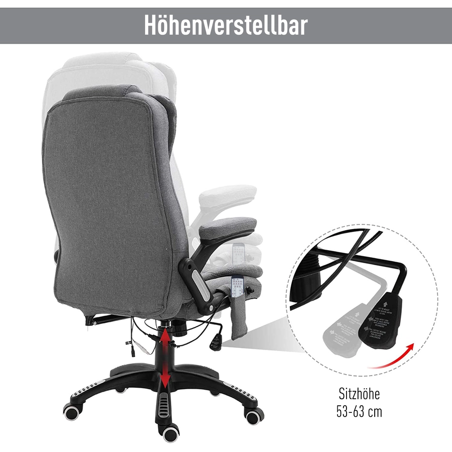 Vinsetto Bürostuhl mit Massage- und Wärmefunktion grau