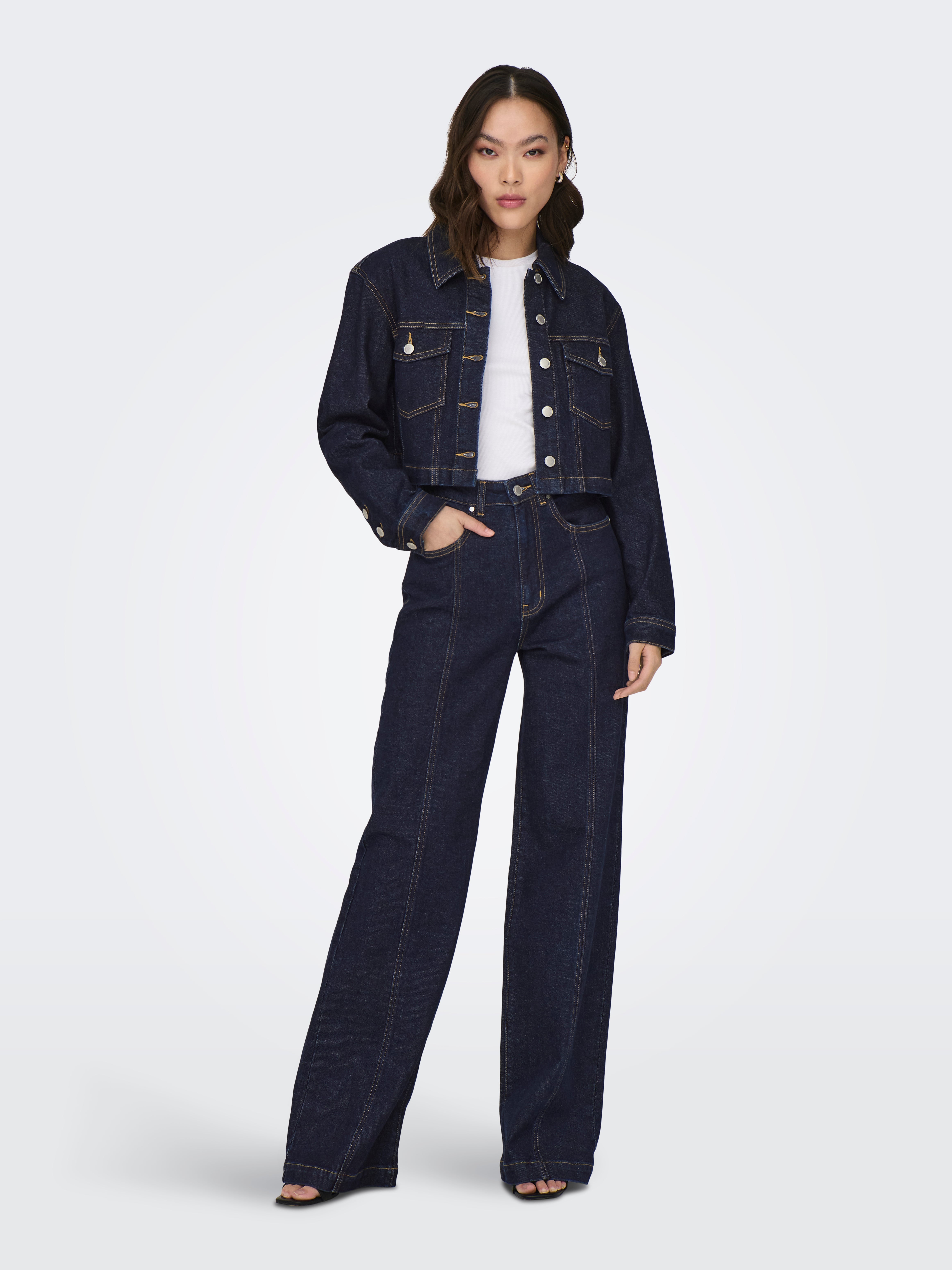 ONLHEATHER Jeansjacke Dark Blue Denim