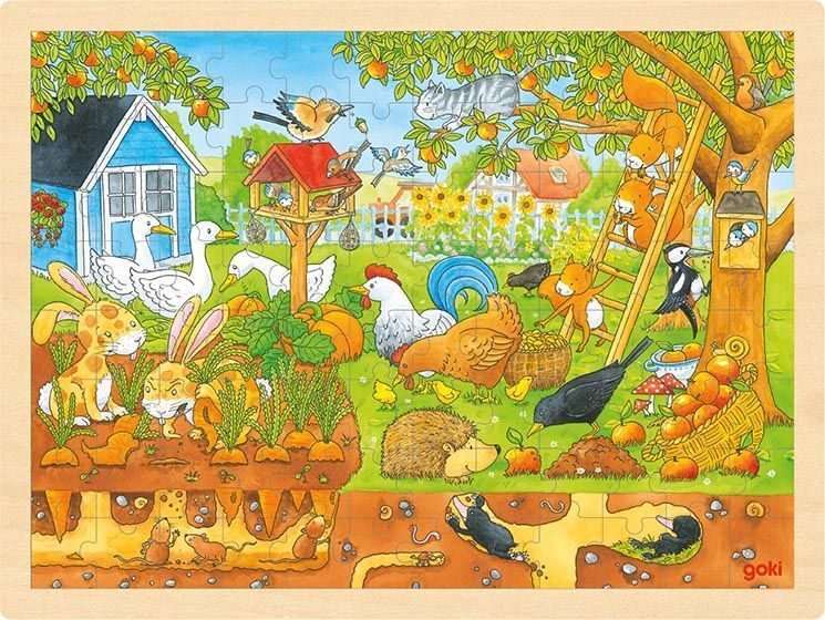Einlegepuzzle UNSER GARTEN ÜBER UND UNTER DER ERDE 96-teilig in bunt