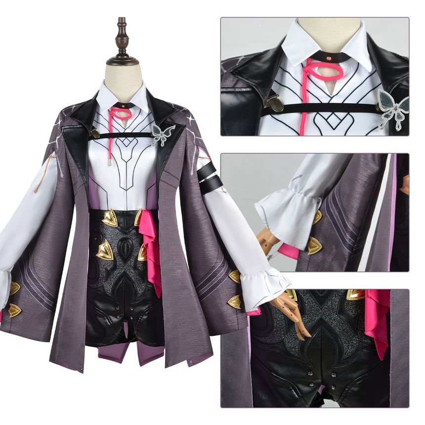 Custaplayu - Honkai Star Rail Kafka Cosplaykostuum / Gemodelleerde laarzen met dikke hak / Pruik / Set