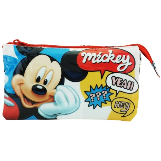 Estojo triplo para lápis do Mickey, 26x13 cm.