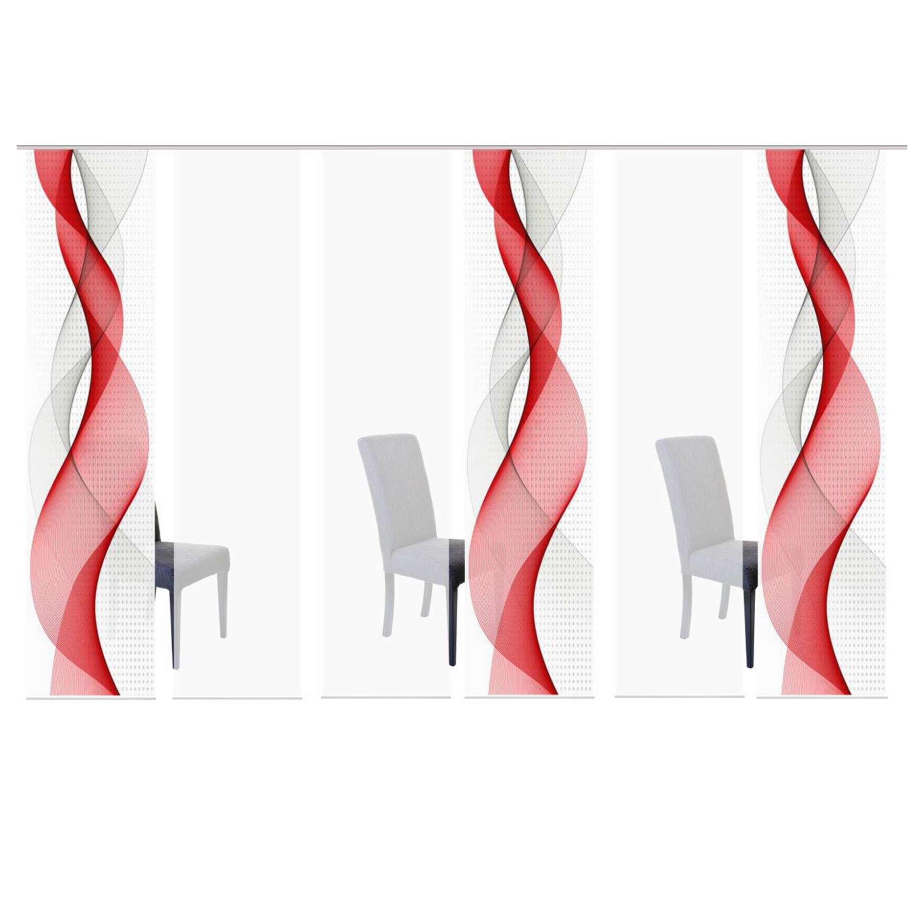 6-teiliges Schiebevorhang-Set OPALIA - rot - je 60x245 cm