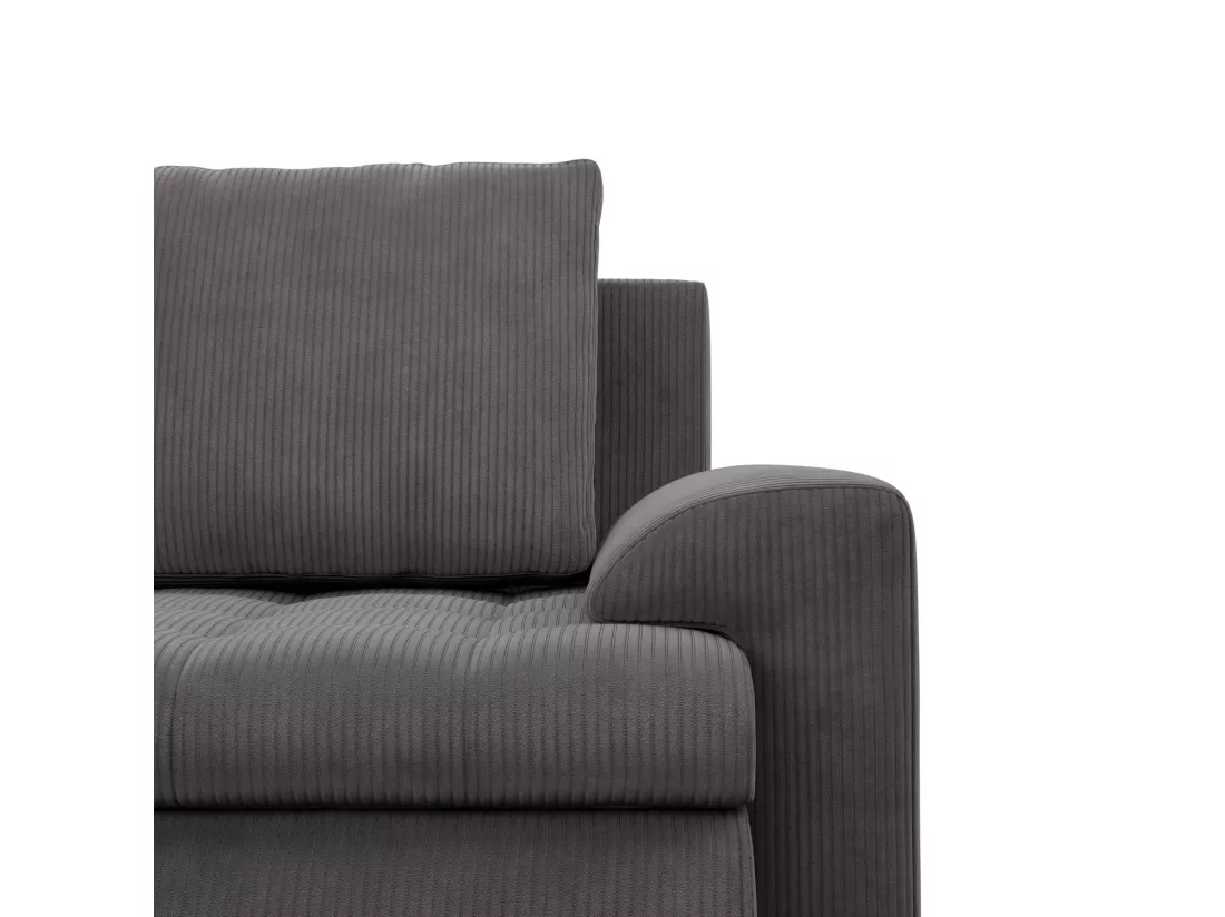 Canapé d'angle en U avec fonction sommeil, 2 méridiennes, Cord - Gris foncé