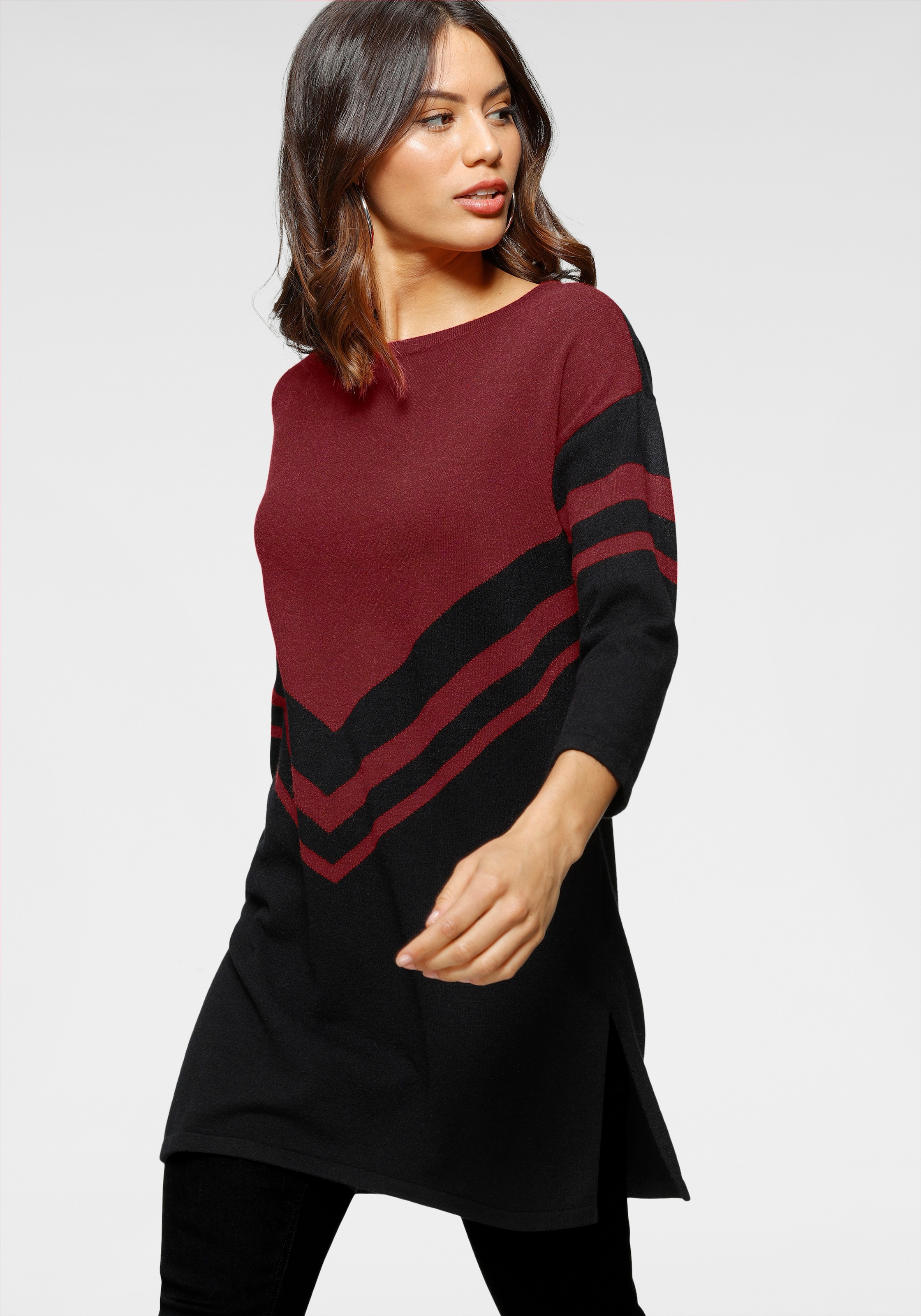 Laura Scott Longpullover , mit besonderem Strickmuster