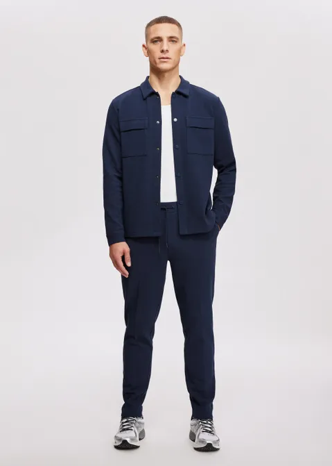 Pantalon met structuur blauw (BLW.D)