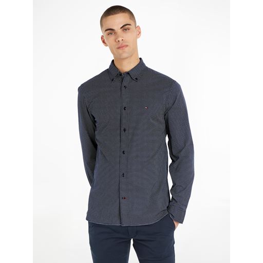 Tommy Hilfiger Core Flex Skjorte, Carbon Navy/Hvid, M