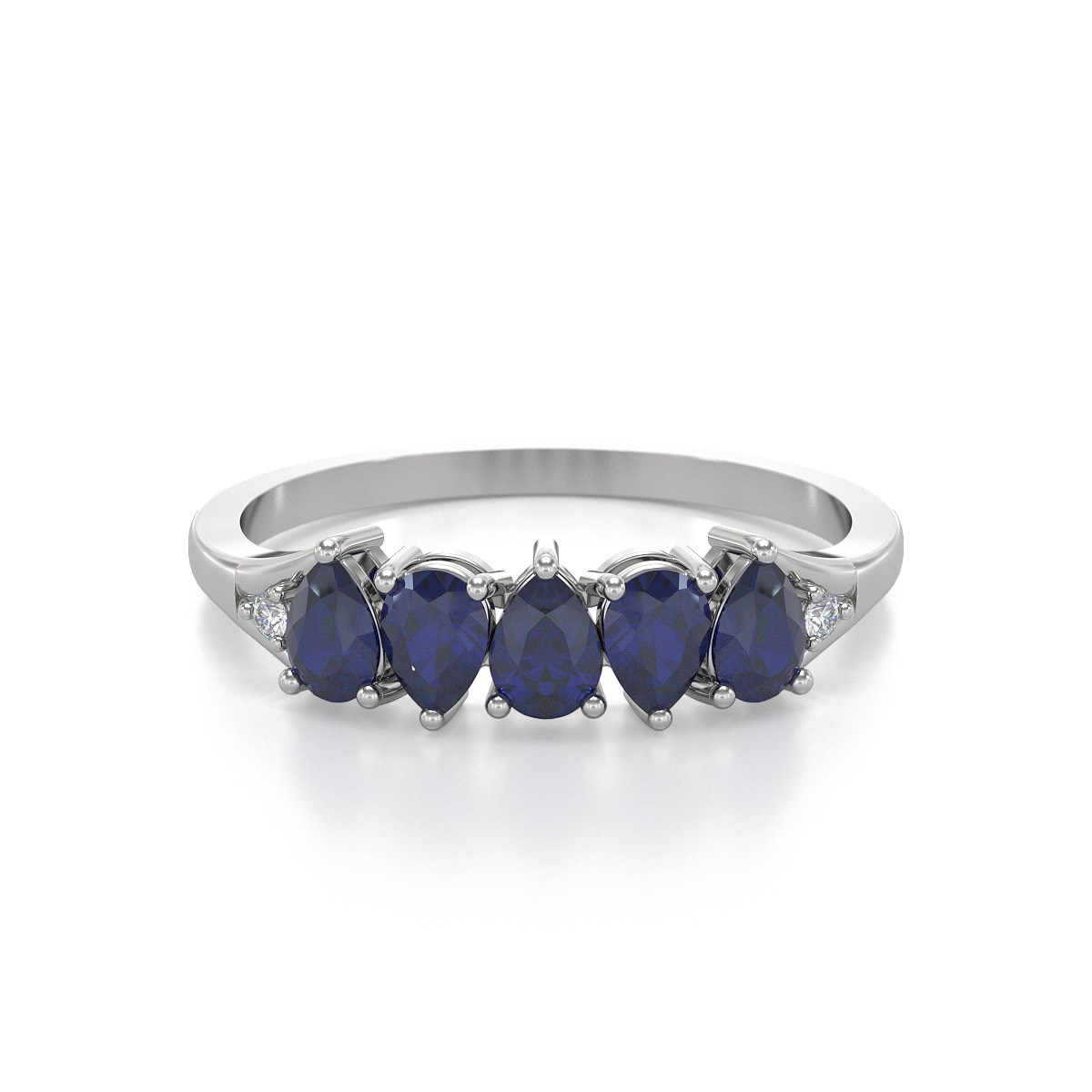 Bague Saphir et diamants sur Argent 925 1.74grs