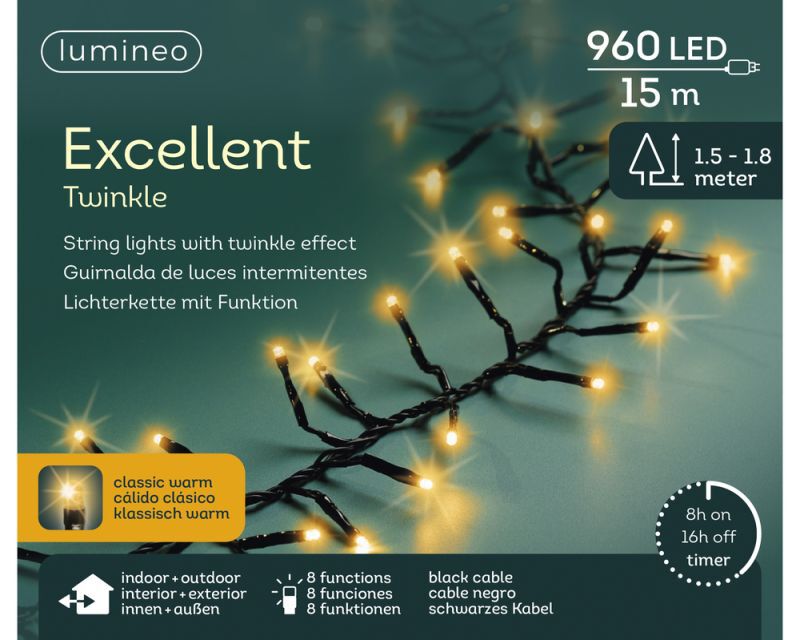 Lumineo LED - Clusterverlichting - 960 - Warm wit - 150 cm