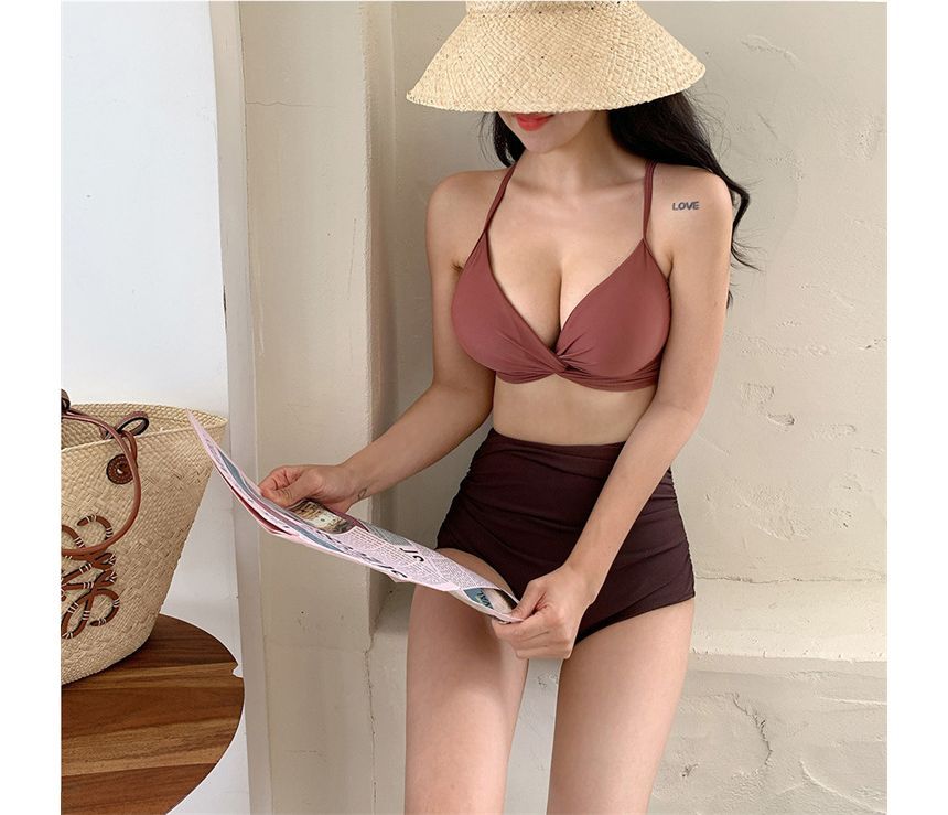 MALILA - Set: Effen bikinitop + broekje met hoge taille