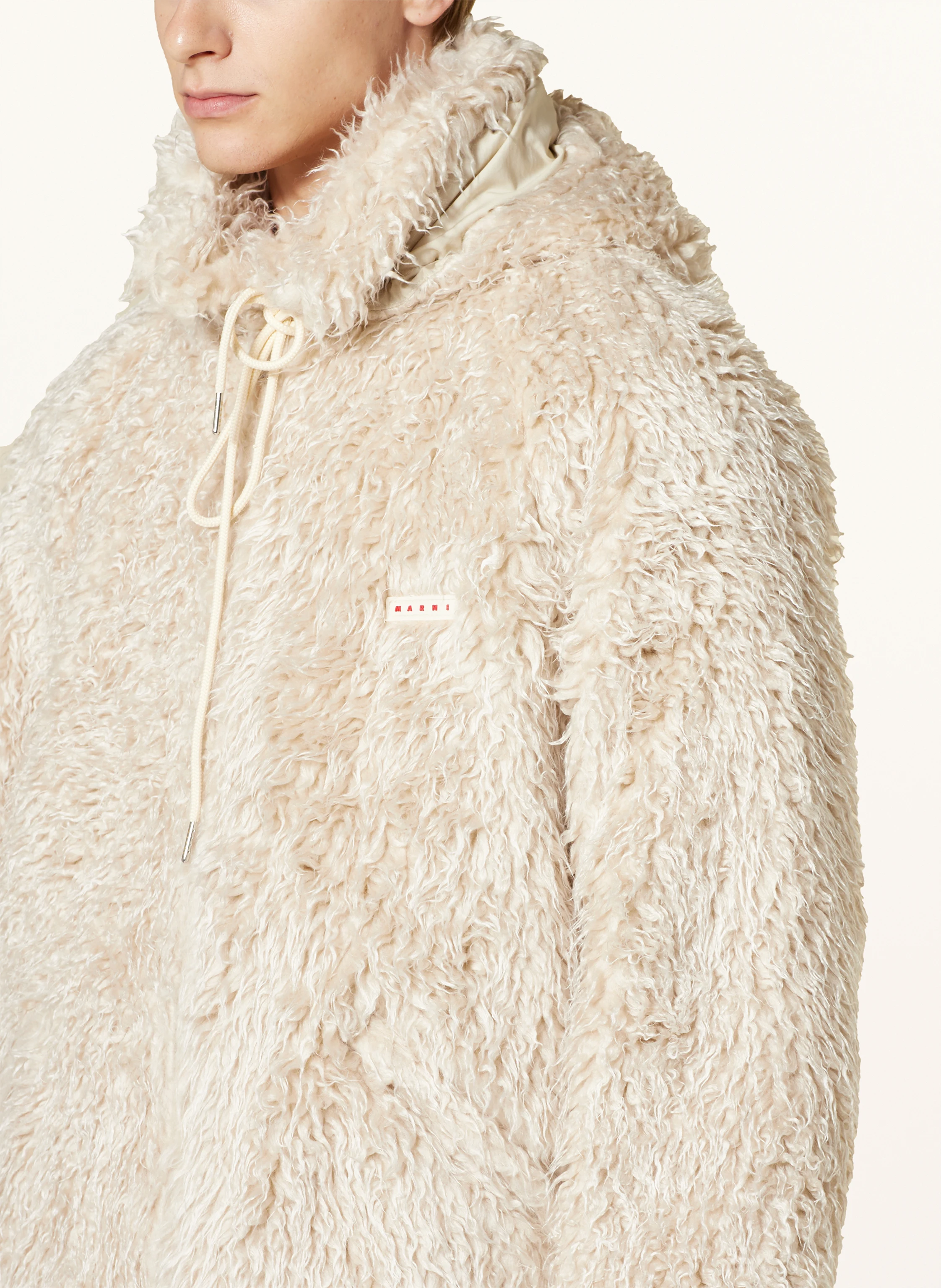 MARNI Teddyfell-Jacke mit abnehmbarer Kapuze