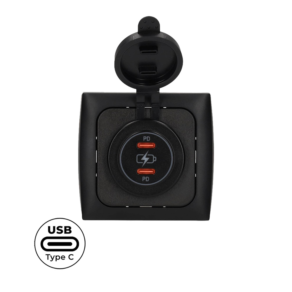 Prise double USB-C 12V/24V Opal Power Line noire HABA