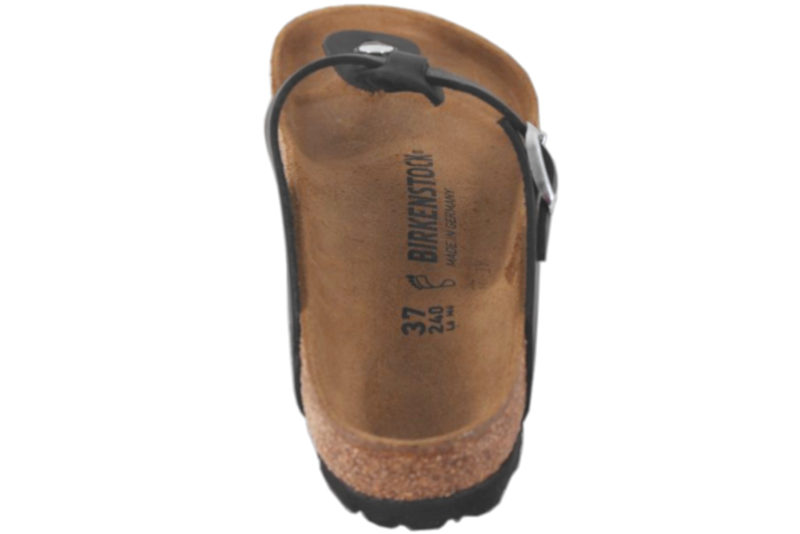 BIRKENSTOCK GIZEH SORT SLIPPERS I OLIERET SKIND
