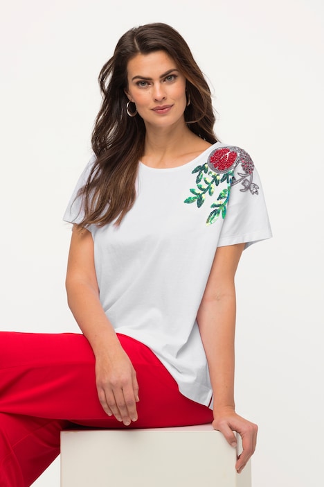 T-Shirt, Stickerei, Oversized, Rundhals, Langarm