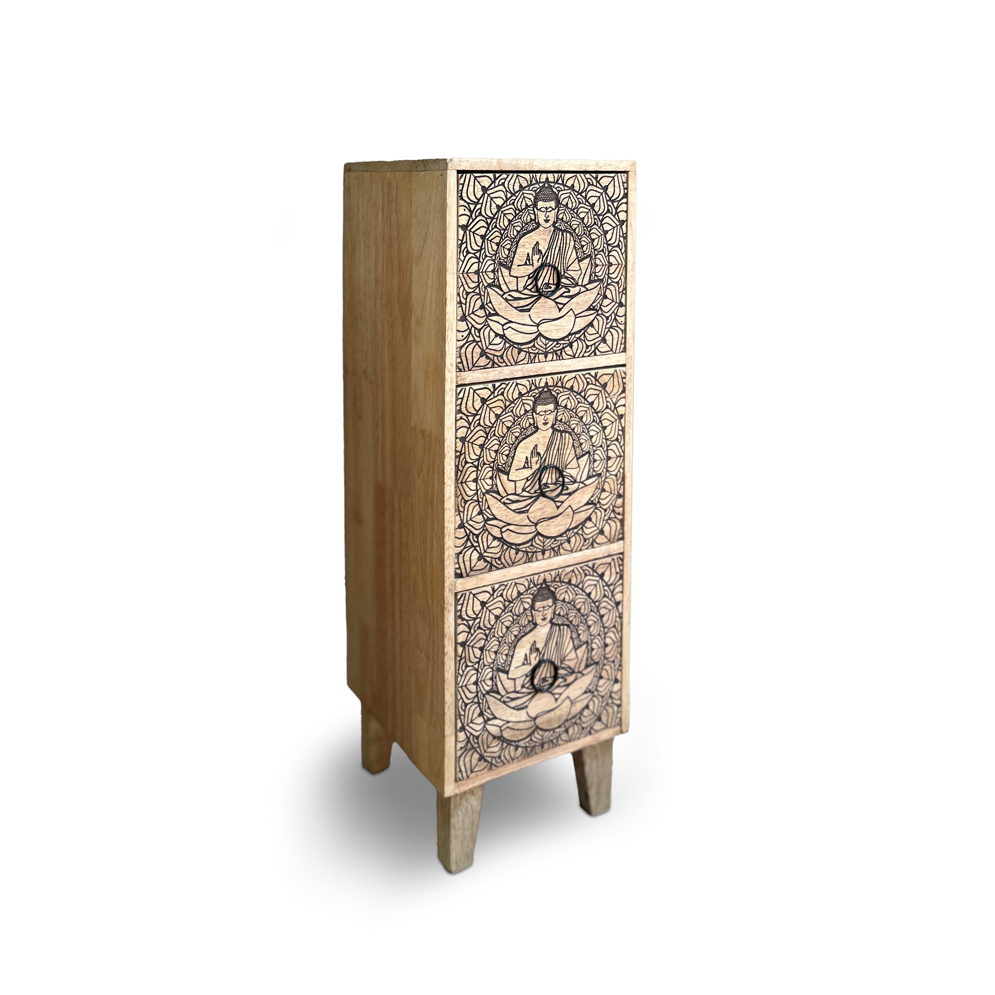 Kommode 'Lotus-Buddha', Mangoholz, H 69 cm, B 24 cm, L 20 cm von fischer's lagerhaus