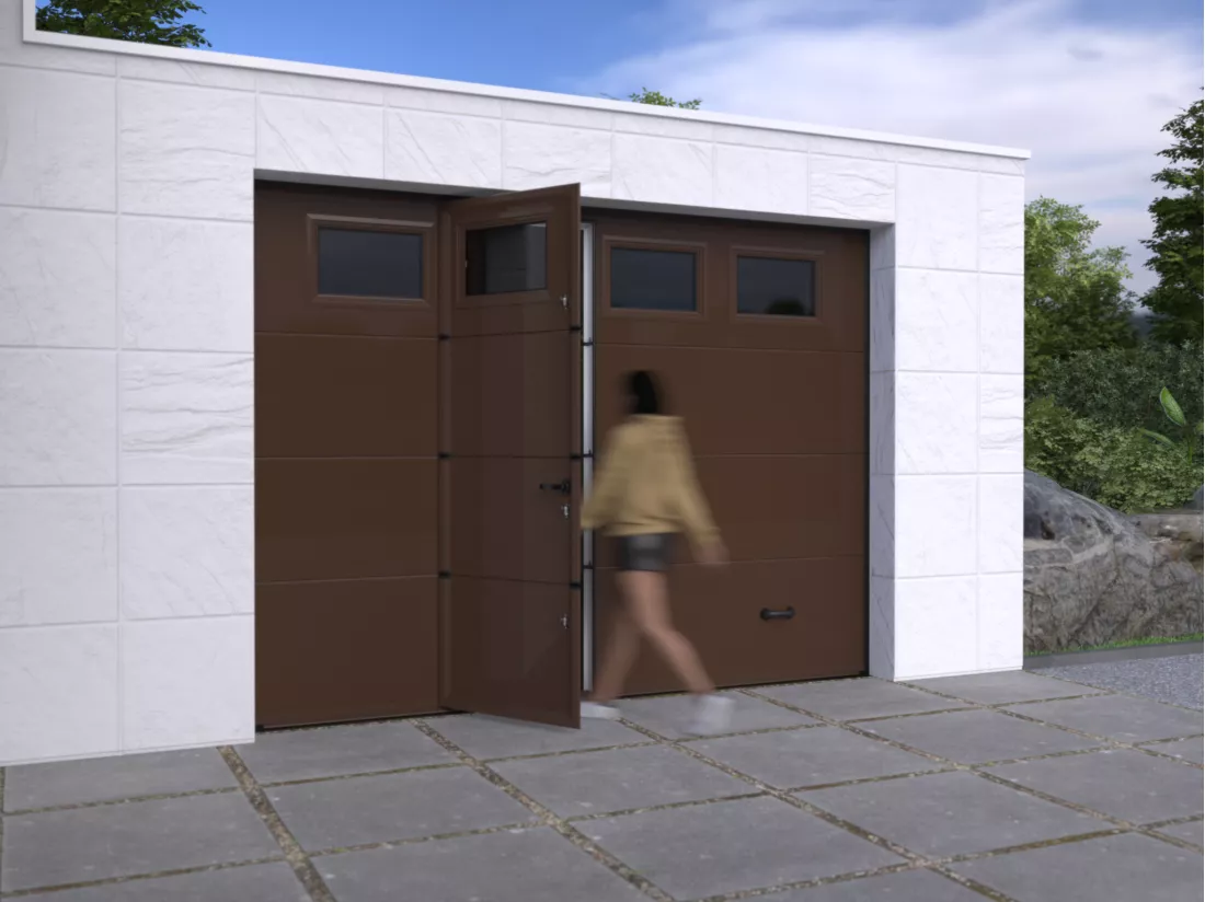 Porte de garage sectionnelle sur mesure lisse marron - ASINARIA