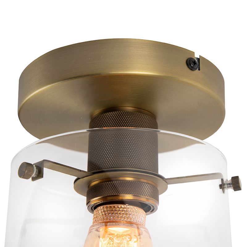 Moderne plafondlamp brons met glas - Dome