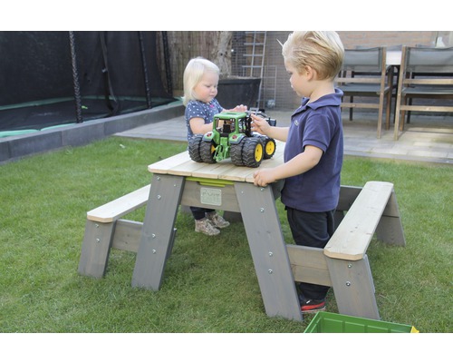EXIT Aksent zand-, water- en picknicktafel met 2 banken, 94x121x50 cm, grijs