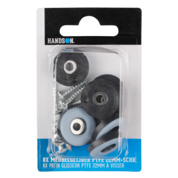HANDSON meubelglijder met schroef PTFE Ø22 mm 8 stuks