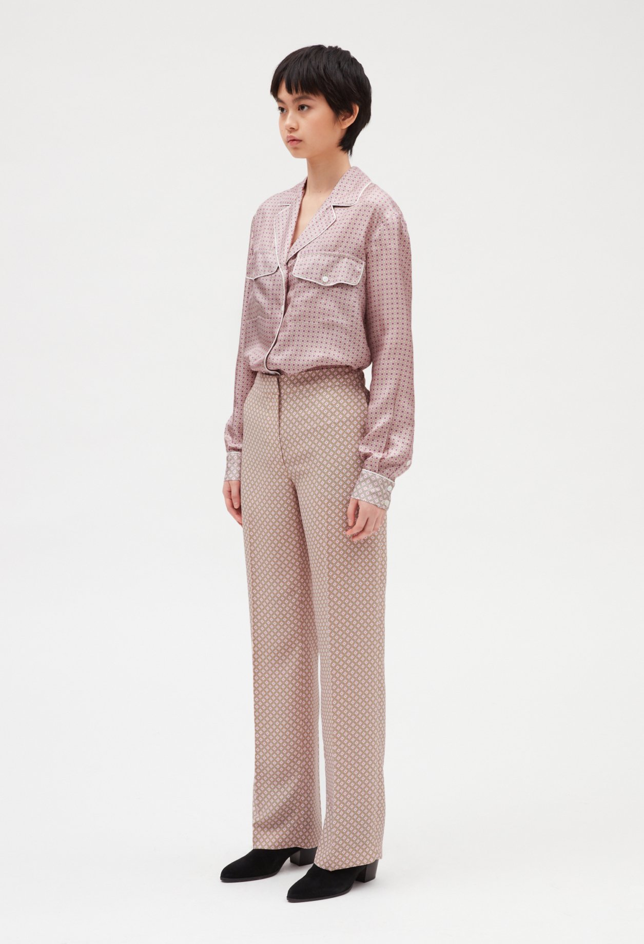 Chemise soie rose poudre