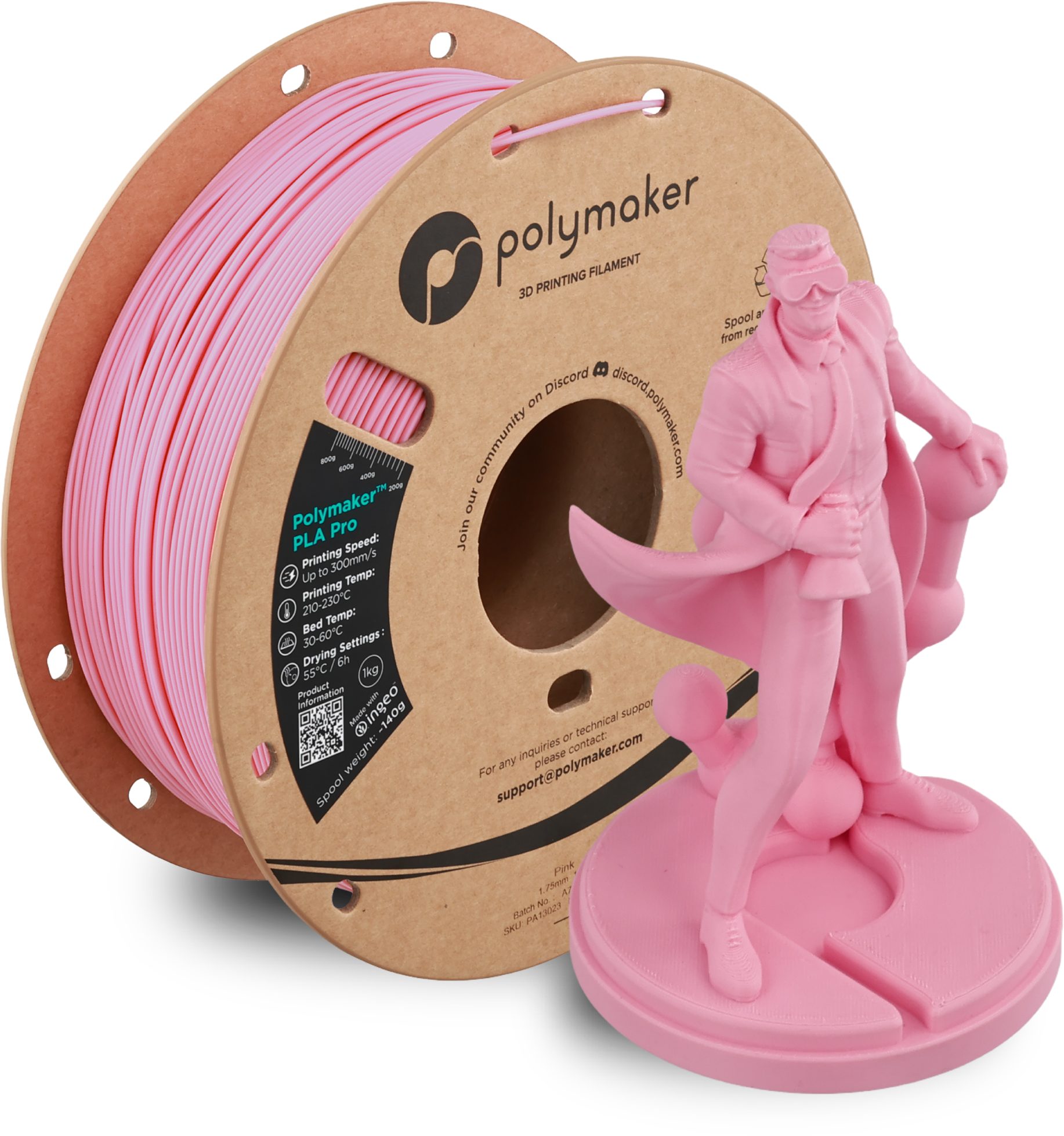 Polymaker  PLA Pro Pink, 1,75 mm / 1000 g    Neue, verbesserte Formulierung: Hochleistungs-High Speed-PLA in Pink