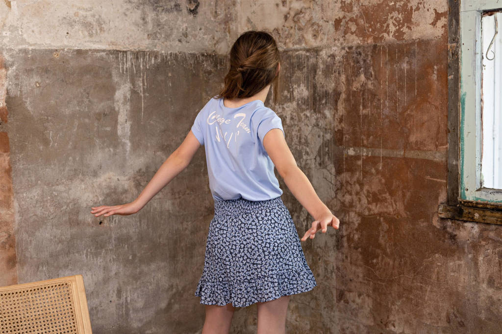 NoBell’ T-shirt Kasis met backprint zachtblauw