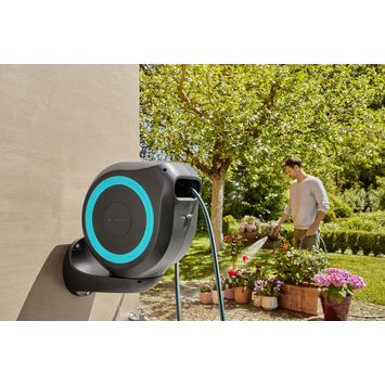 Gardena wandslangenbox Roll-up 20 meter grijs blauw