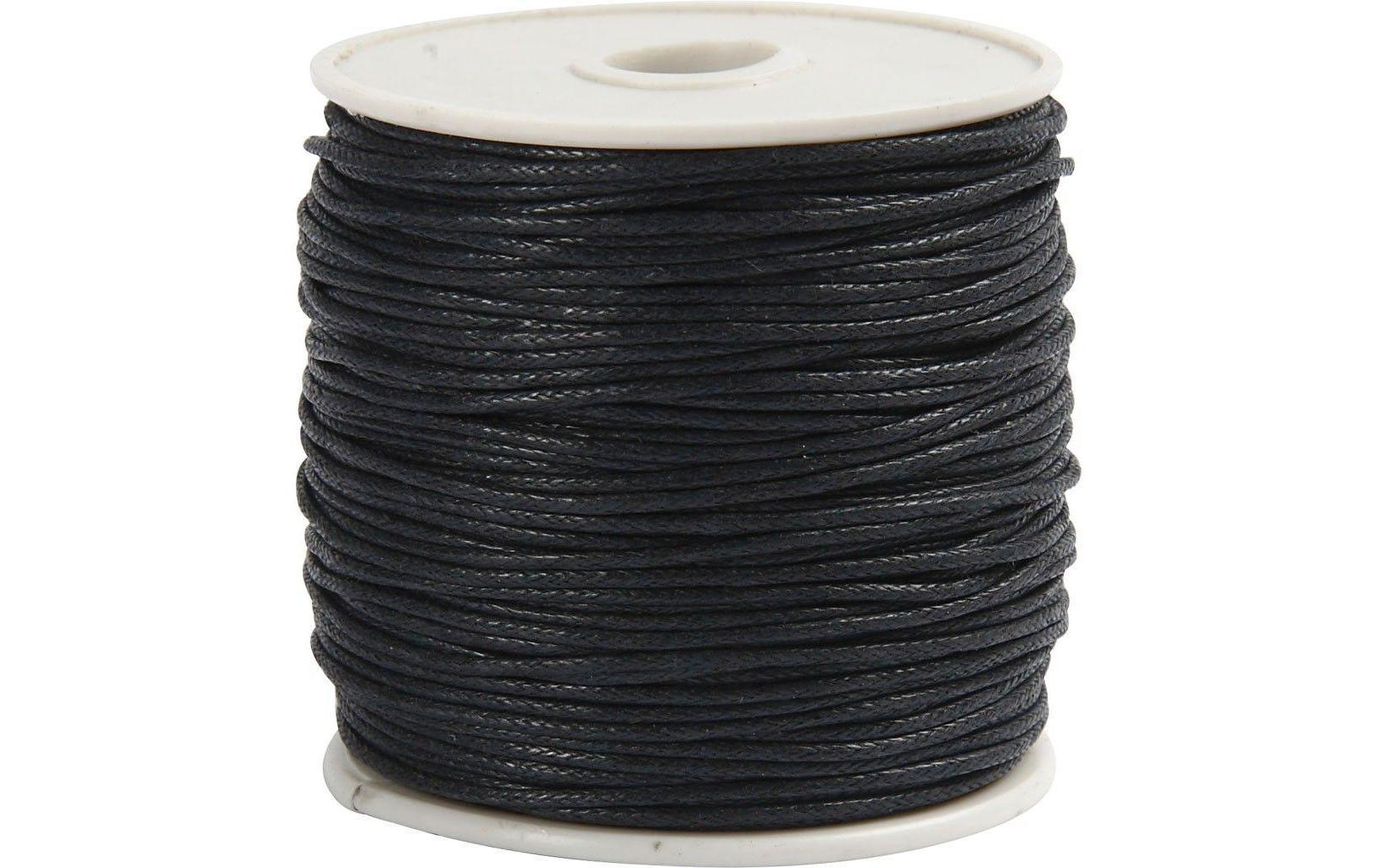 Baumwollband 1 mm, Schwarz, 40 mBaumwollband