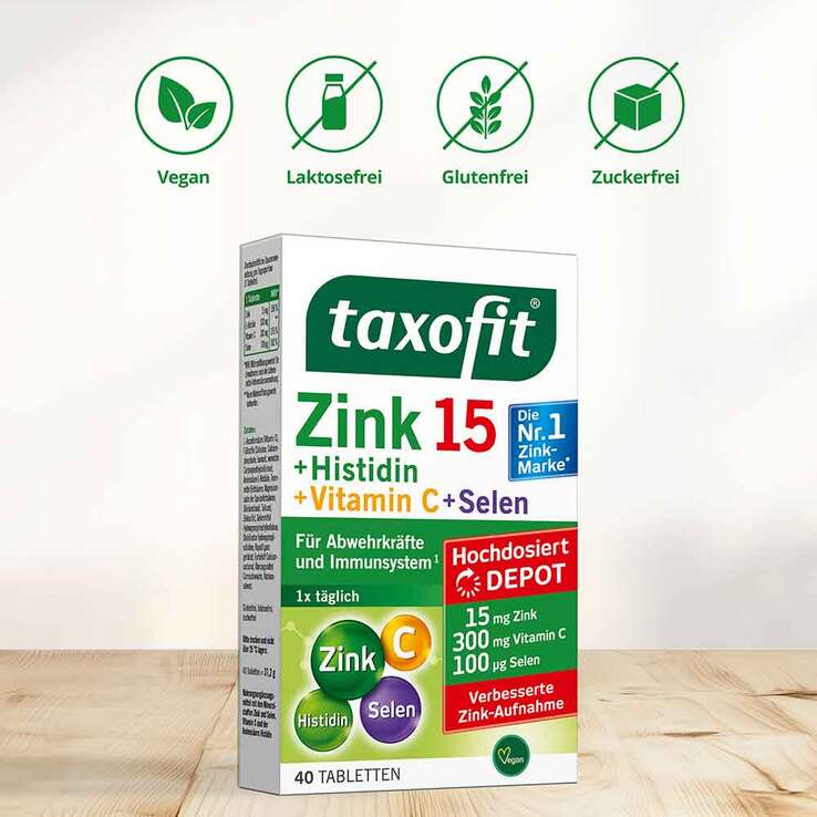Taxofit Zink + Histidin + Selen Depot Tabletten, 40 St
