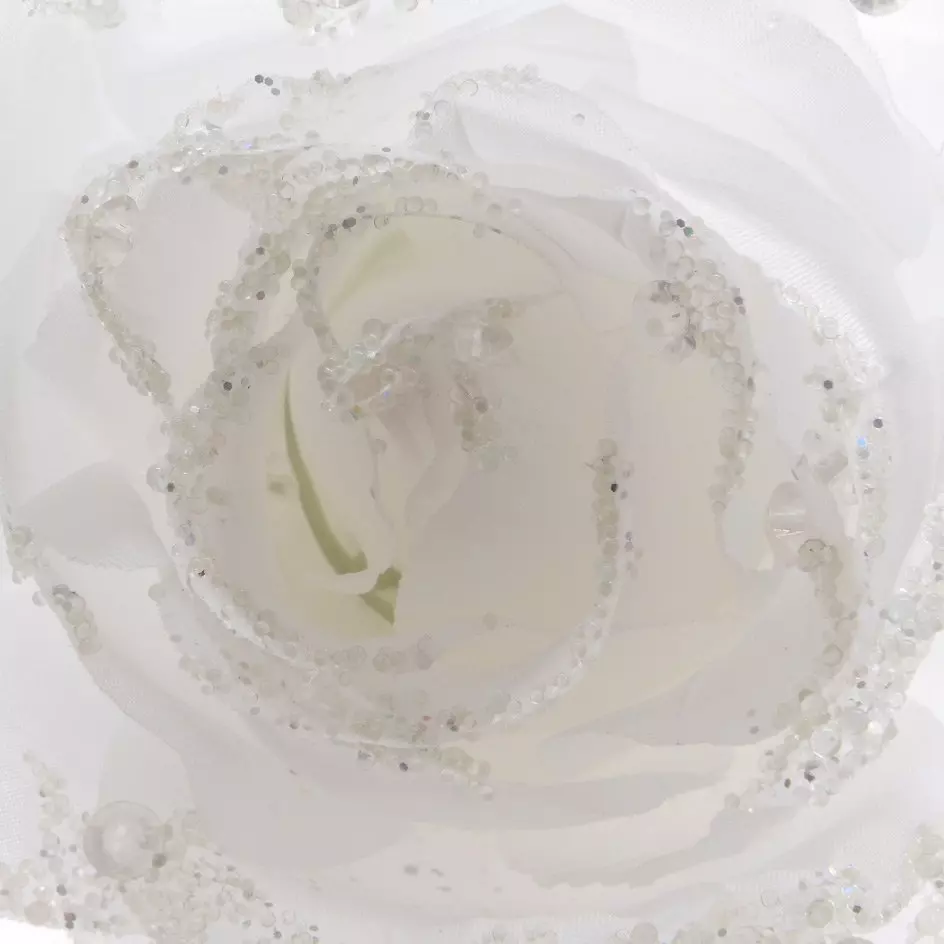 Fleur décorative sur pince (D14 cm) Rosace Blanc