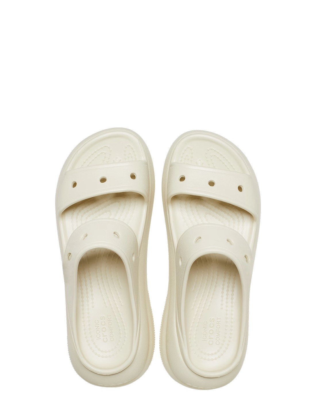 crocs sandales compensées femme classic crush sandal blanc cassé