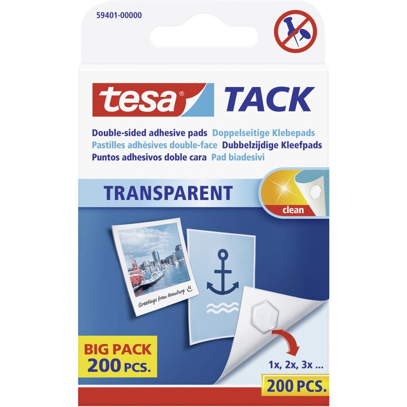Pastilles adhésives Tesa transparentes - Boite de 200