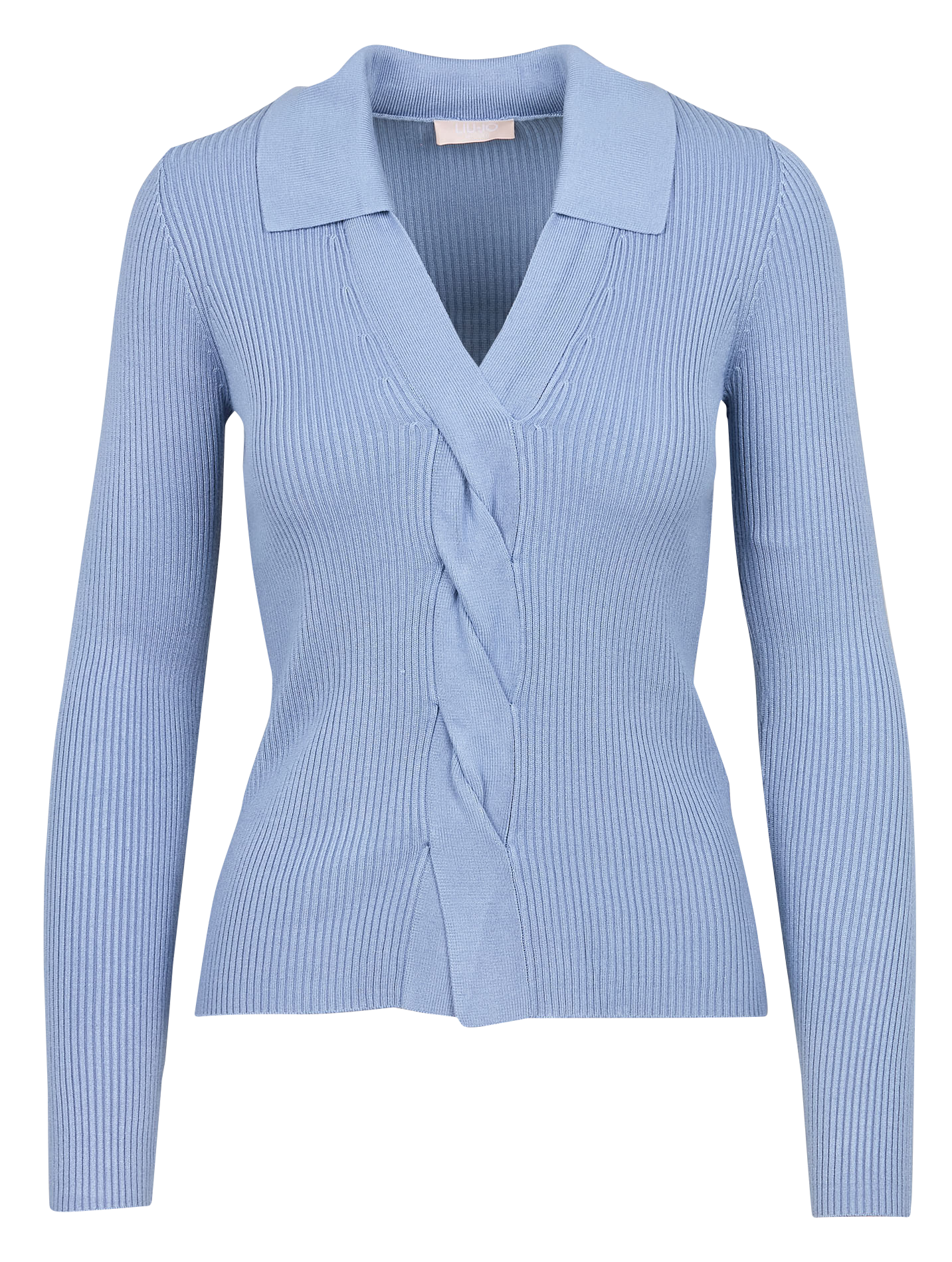 Pull col classique côtelé | Bleu