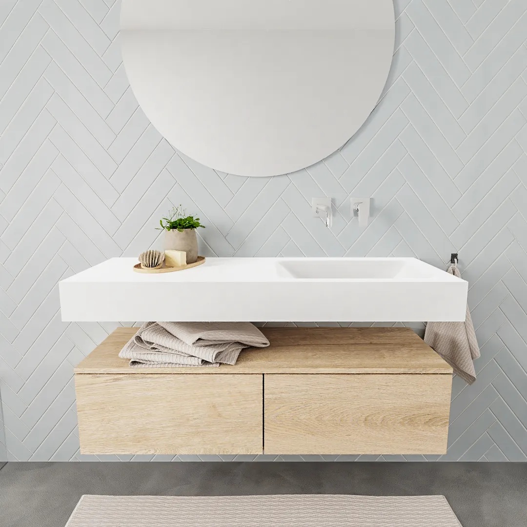 Zaro Alan onderkast met 2 lades 120cm washed oak