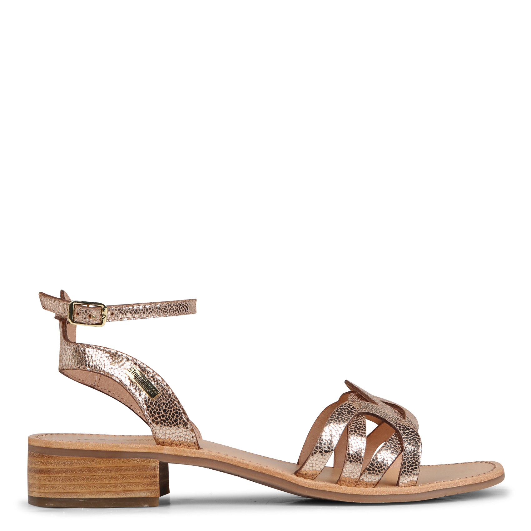 HIREEN - Sandales plates en cuir| Doré