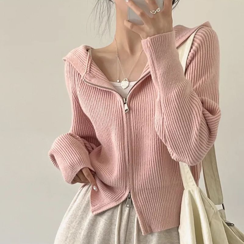 HYAKU - Effen vest met capuchon en rits