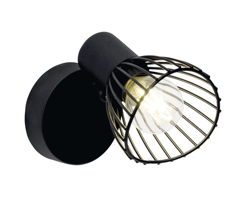 Wandspot, 1-lichts, H 14,5 cm, zwart