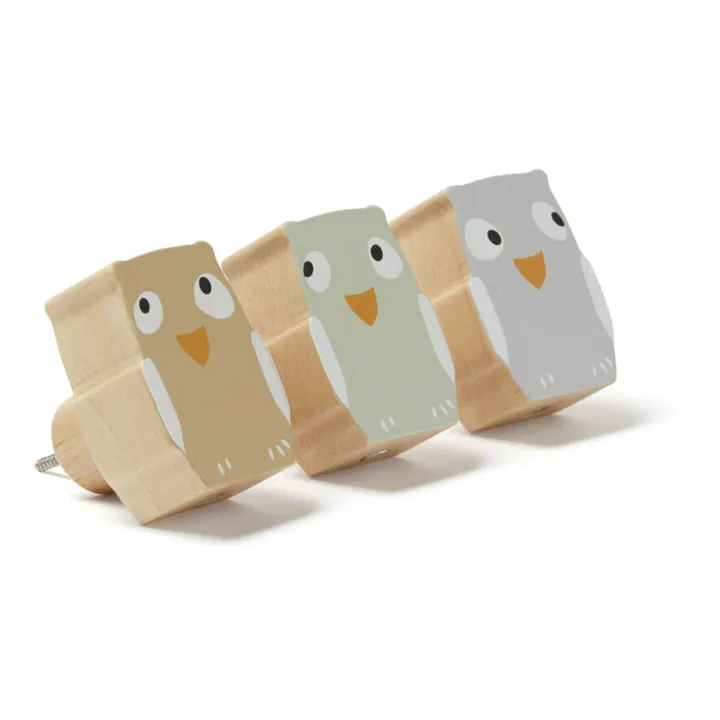 Kid's Concept Patère Chouette en bois - Set de 3