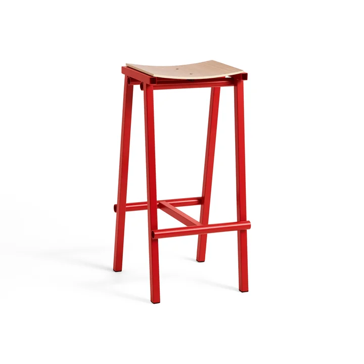 HAY - Taburete 8 Barhocker, hoch, Eiche natur / signal red