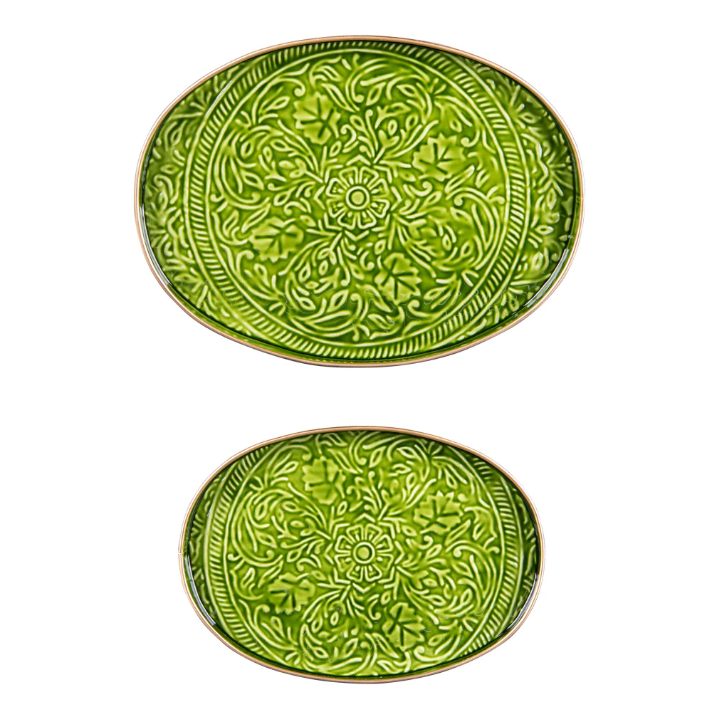Set de 2 plateaux ovales Tosca vert Table passion