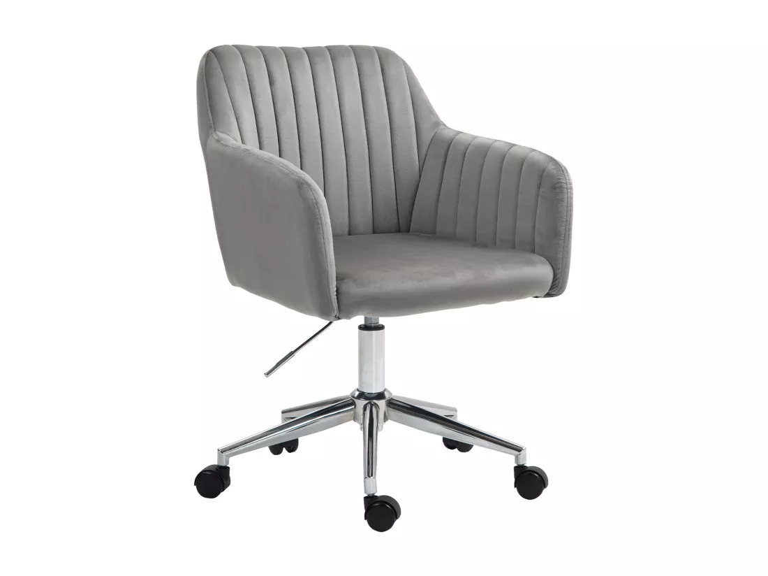 Chaise de bureau SVITA OLIVER, réglable en hauteur, revêtement en velours gris
