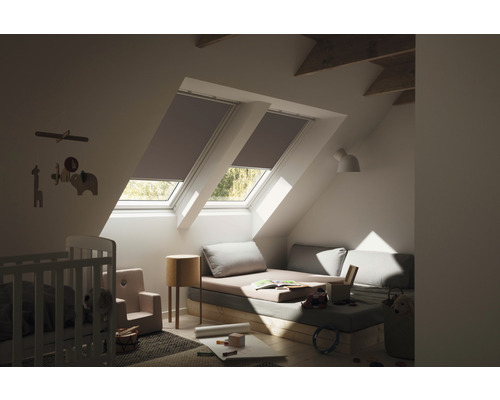 VELUX verduisterend rolgordijn, uni taupe, handmatig, aluminium frame, DKL C02 4577S