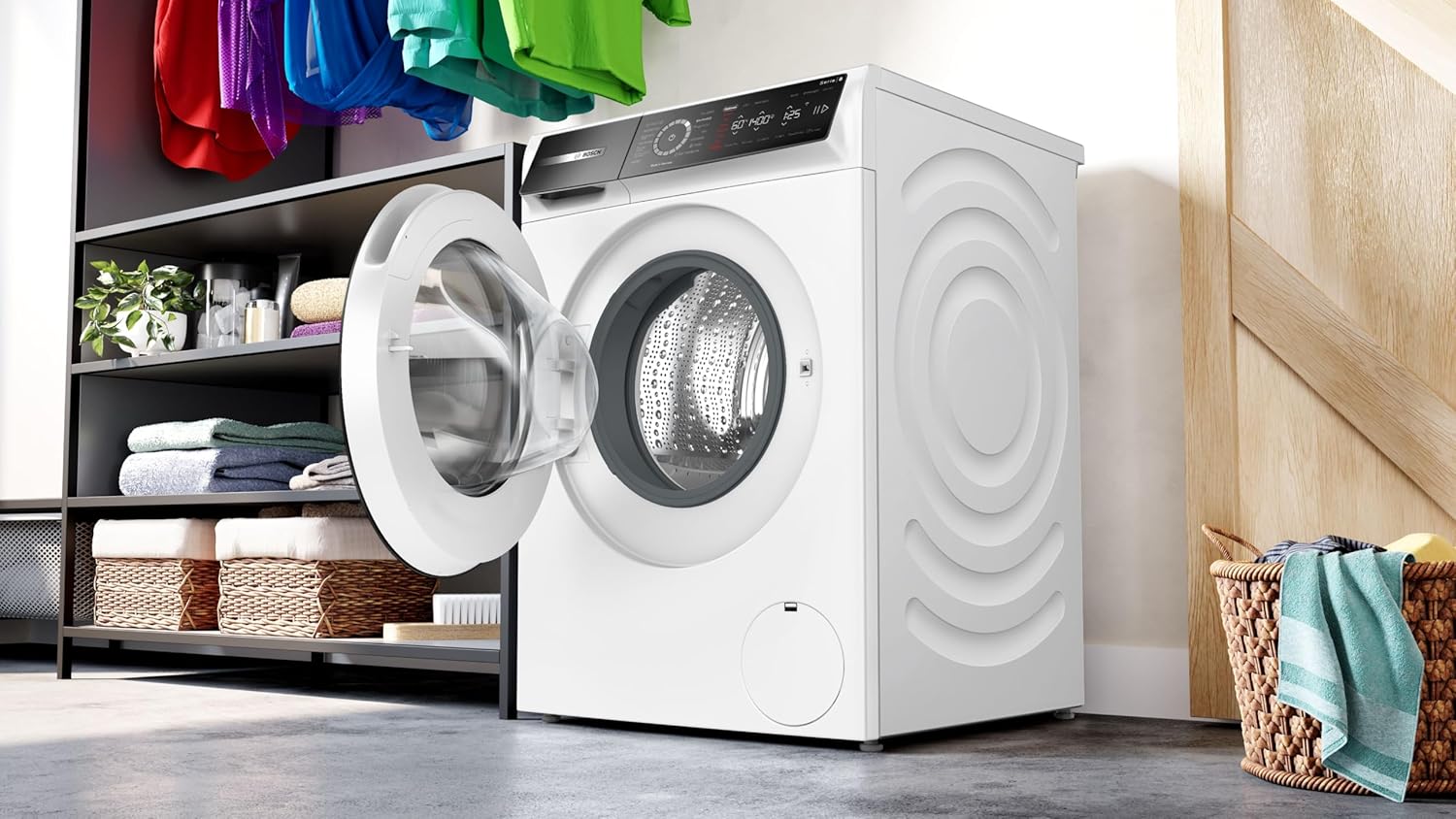 Bosch WGB244070 Serie 8 Smarte Waschmaschine, 9 kg, 1400 UpM, Iron Assist: Dampf zum Entknittern; Mini Load; Easy Start; Fernüberwachung und Steuerung; Made in Germany