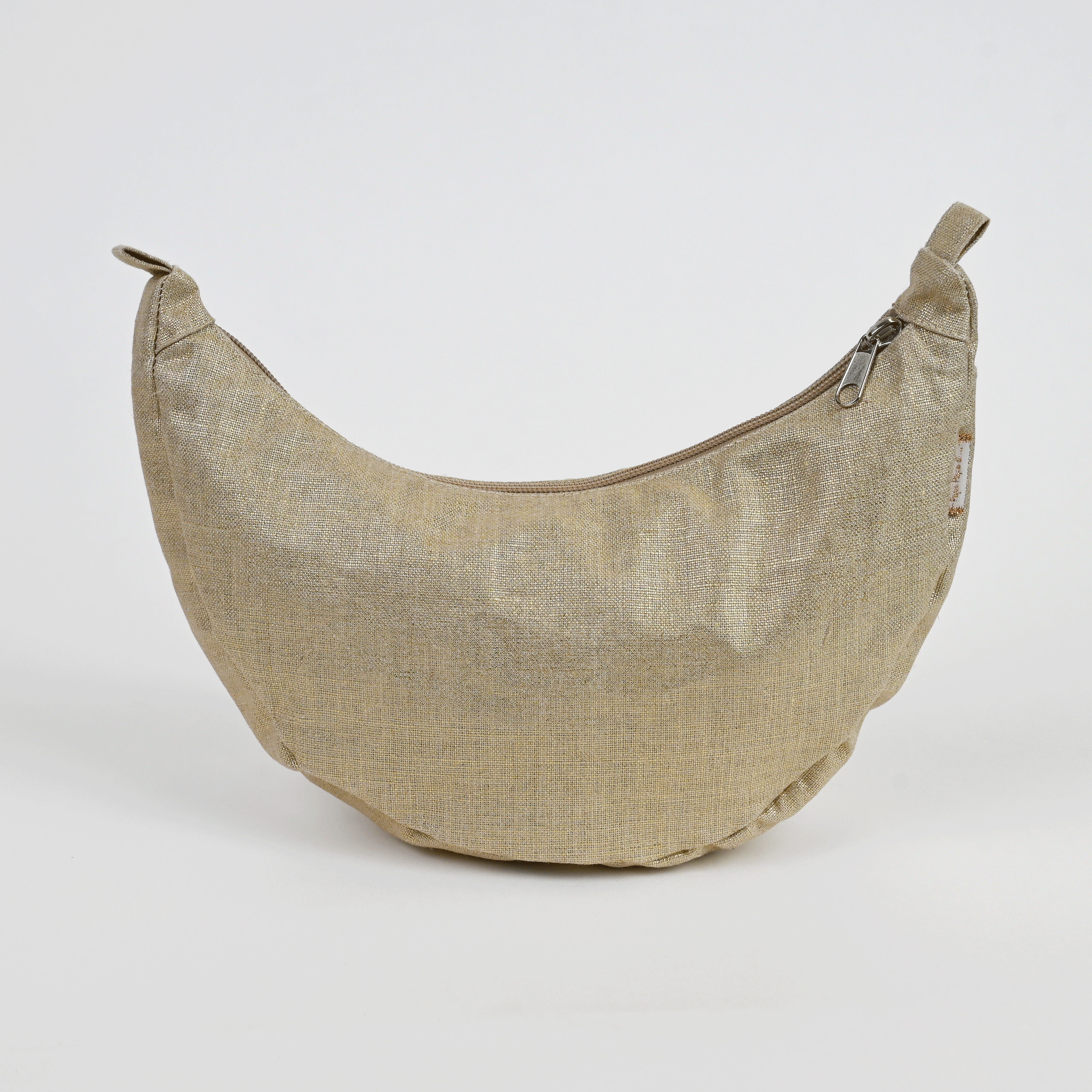 Petit Sac Demi Lune Lin Doré