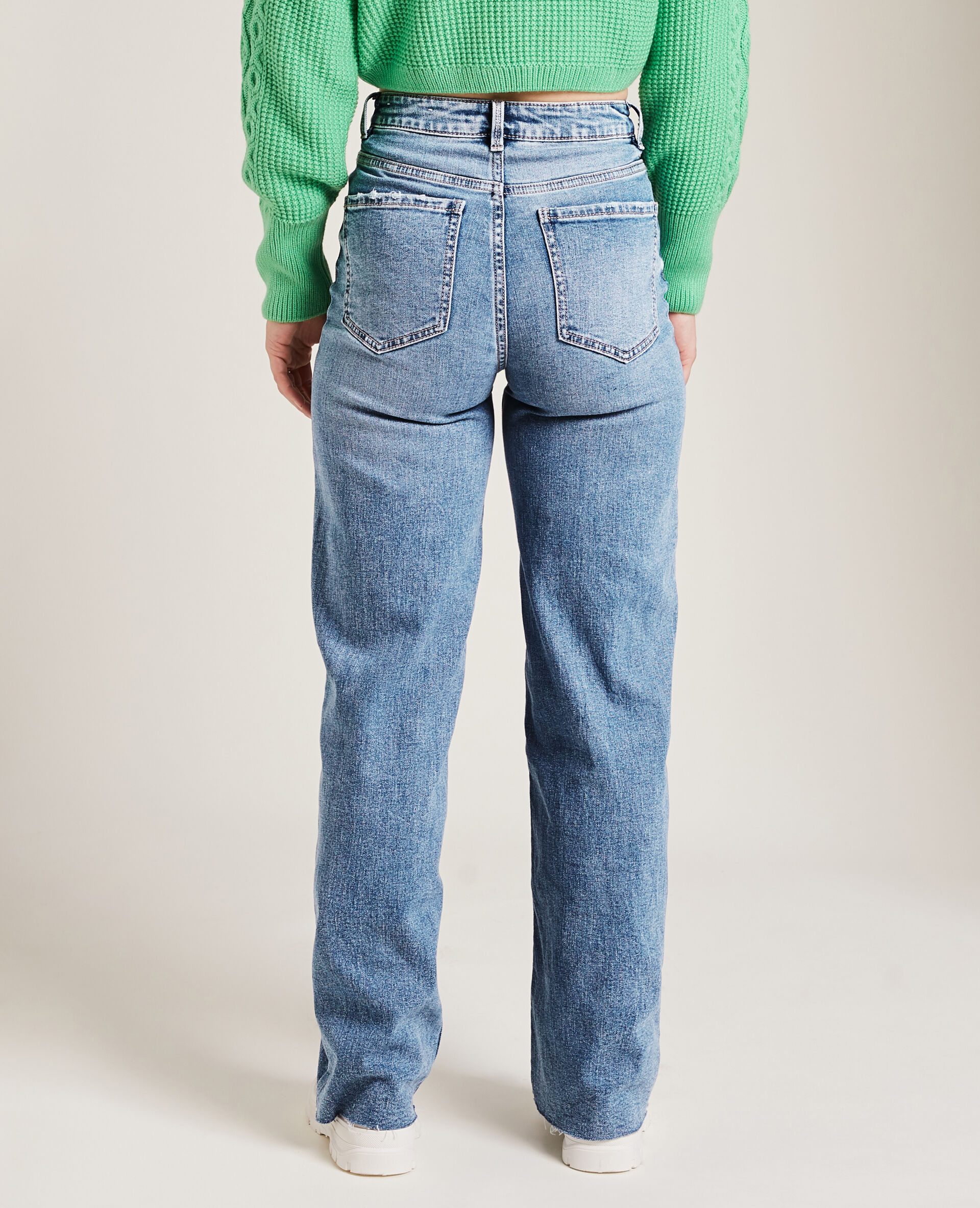 Jean wide leg bas coupés - Bleu