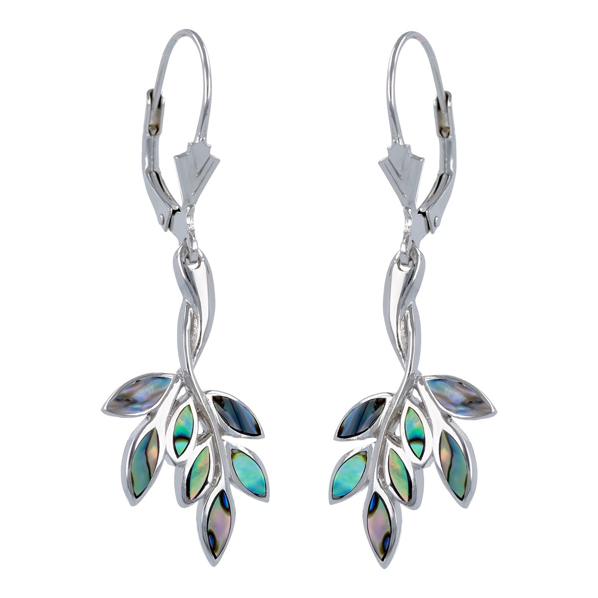 Boucles d'Oreille Fleur en Pétales de Nacre Abalone & Argent 925 - Aden Boutique