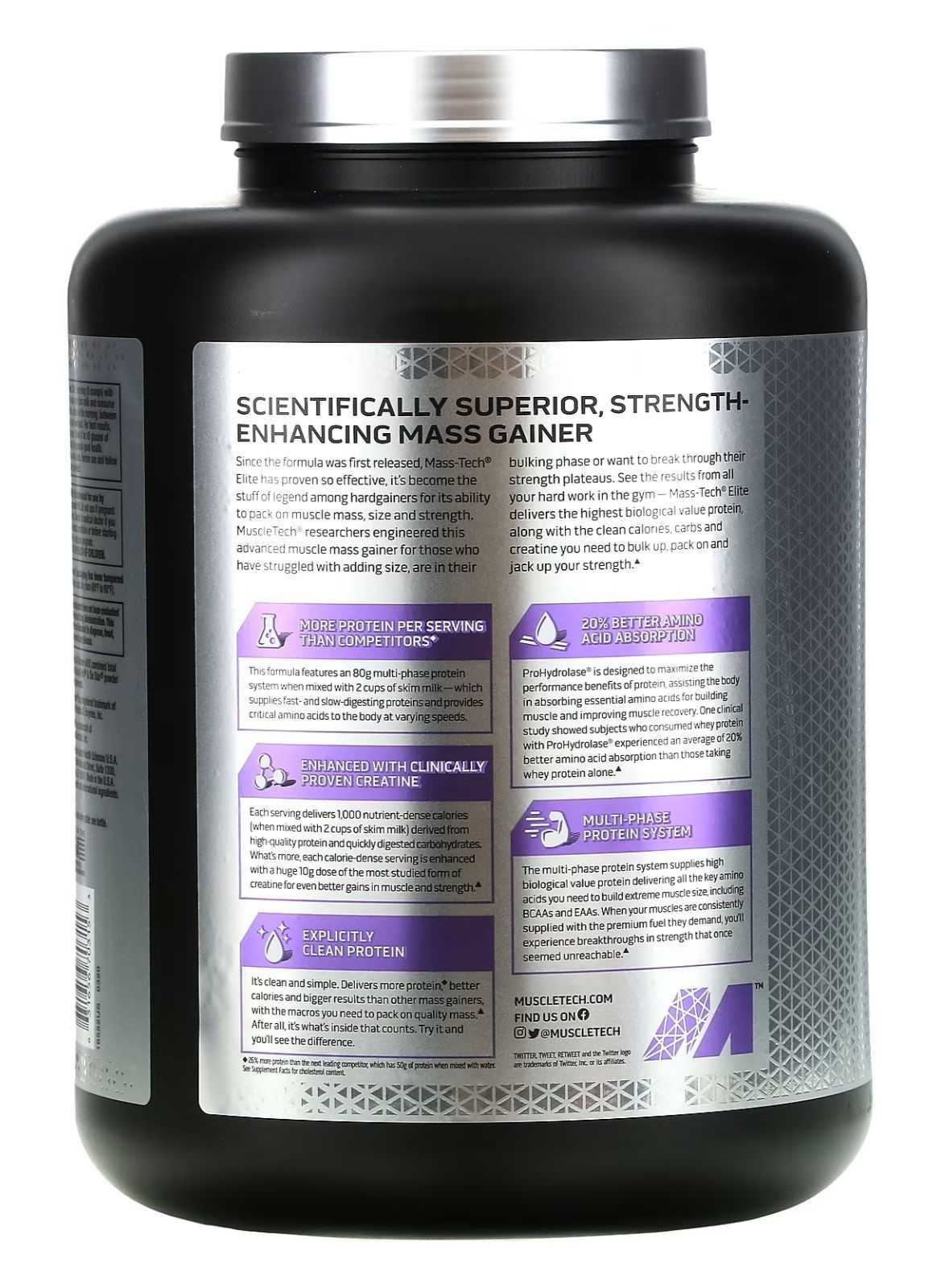 MuscleTech Mass-Tech Elite Performance Series 3,18 kg 3g Creatina