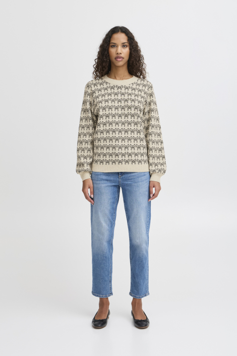 Ichi beige dames trui